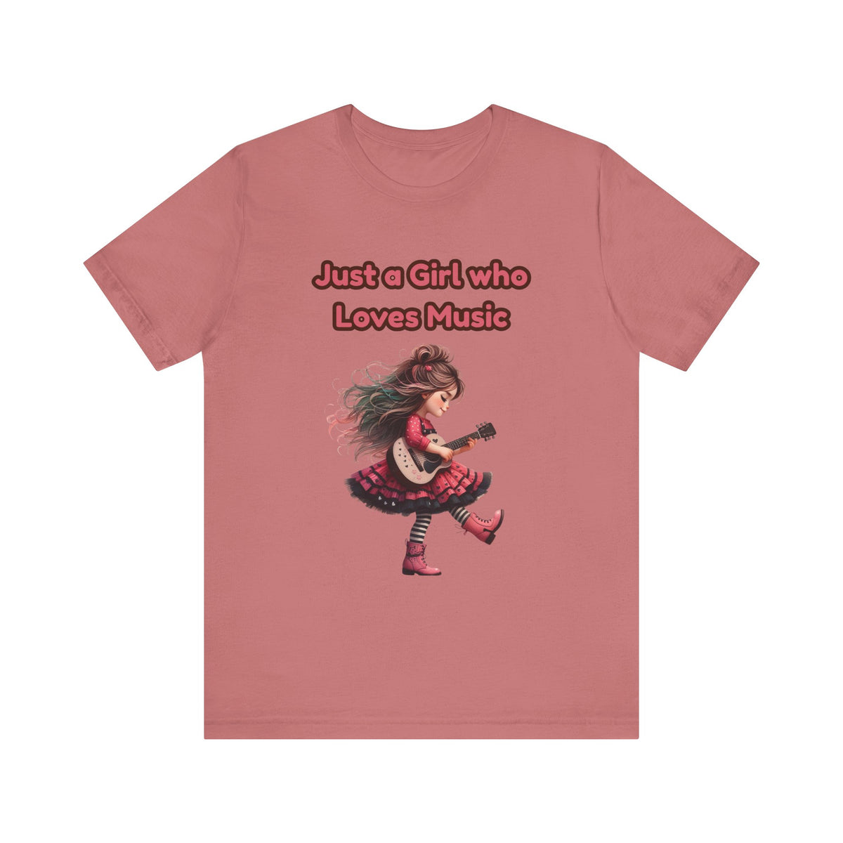 Just a Girl Who Loves Music T-Shirt — Cute Girl Guitar Graphic Tee