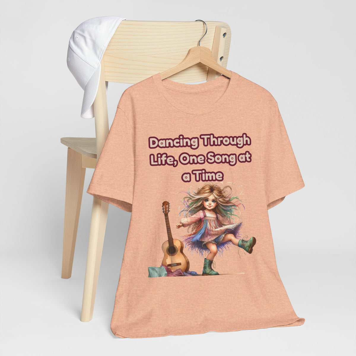 Dancing Through Life Tee — Girl with Guitar Inspirational Music Quote Shirt