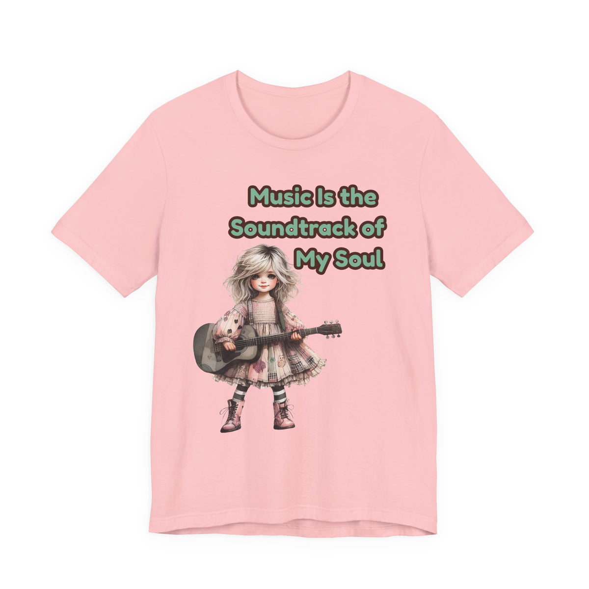 Music Is the Soundtrack of My Soul T-Shirt — Cute Girl with Guitar Tee