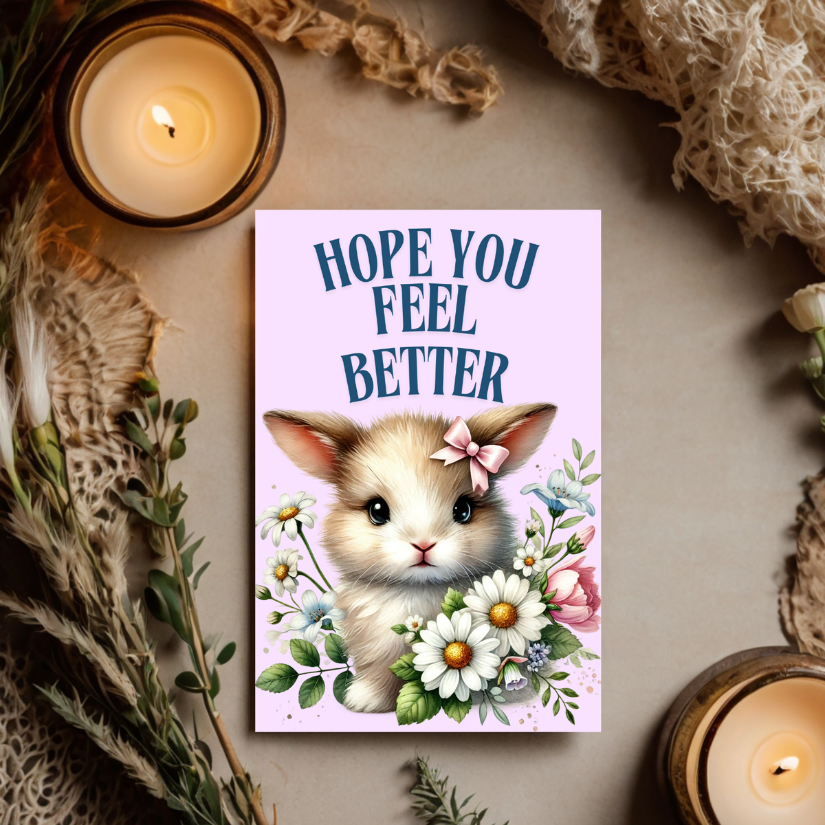 The Bunny Wishes Collection Greeting Cards: Hope You Feel Better