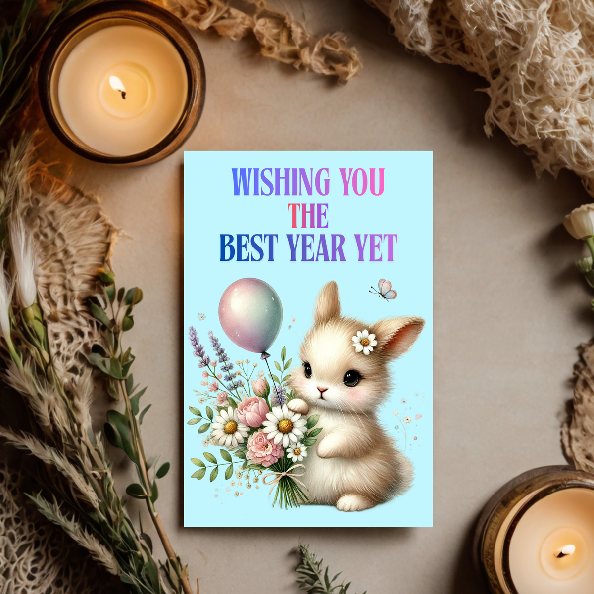 The Bunny Wishes Collection Greeting Cards: Wishing You The Best Year Yet Birthday