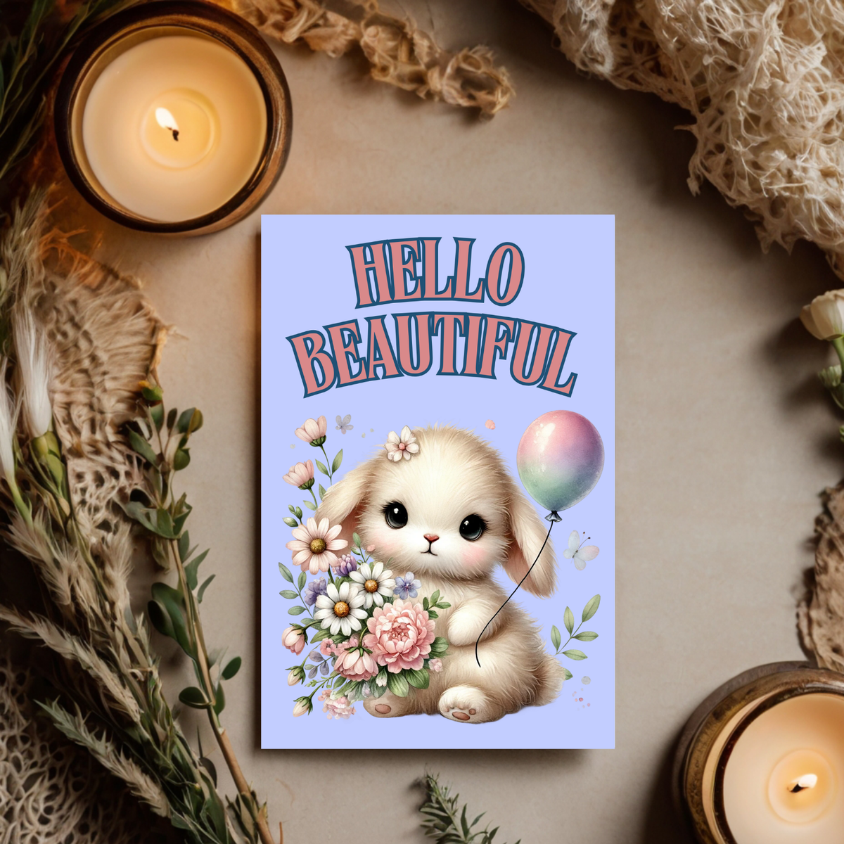 The Bunny Wishes Collection Greeting Cards: Hello Beautiful