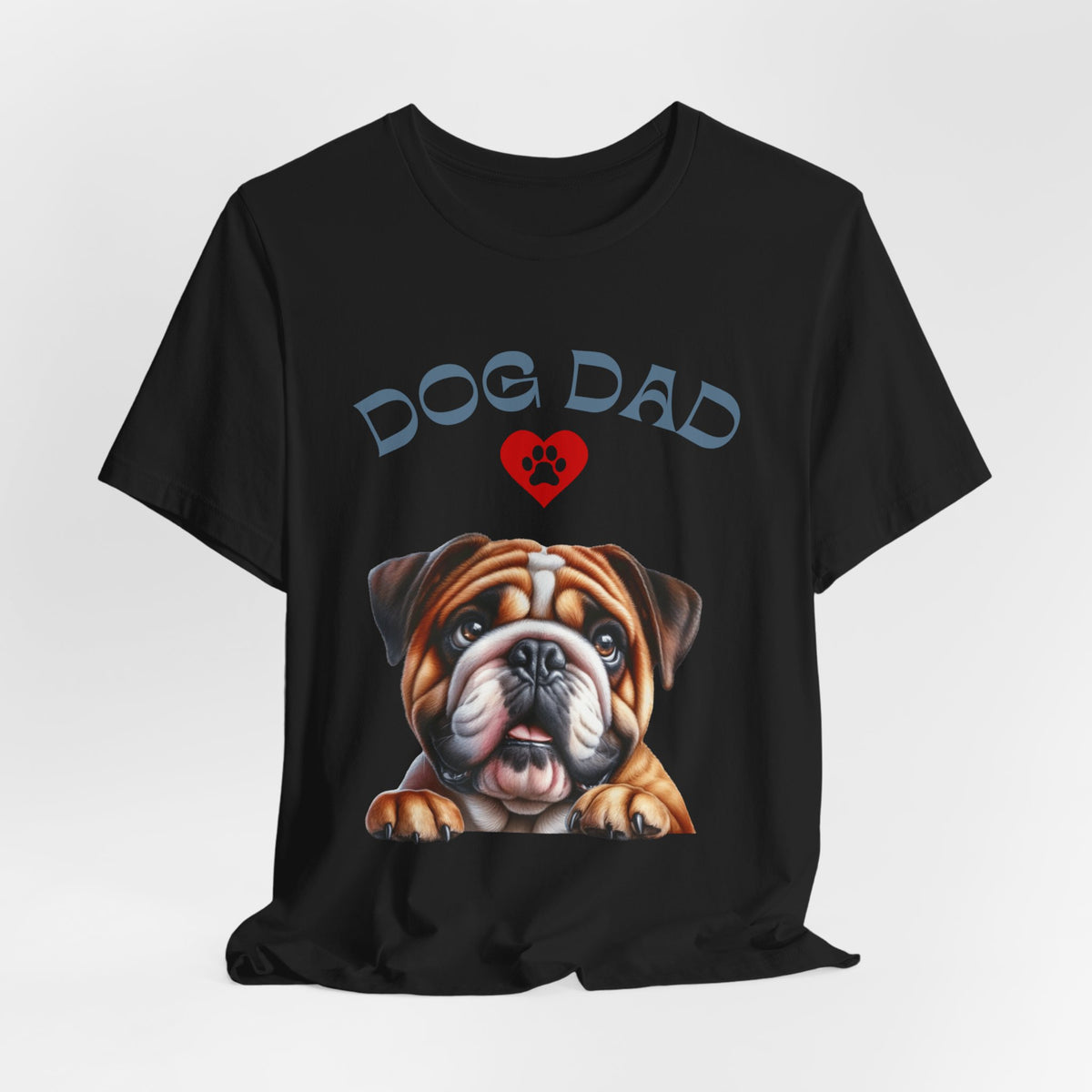 Bulldog Dad T-Shirt – Cute Bulldog Graphic Tee with Heart Paw Design