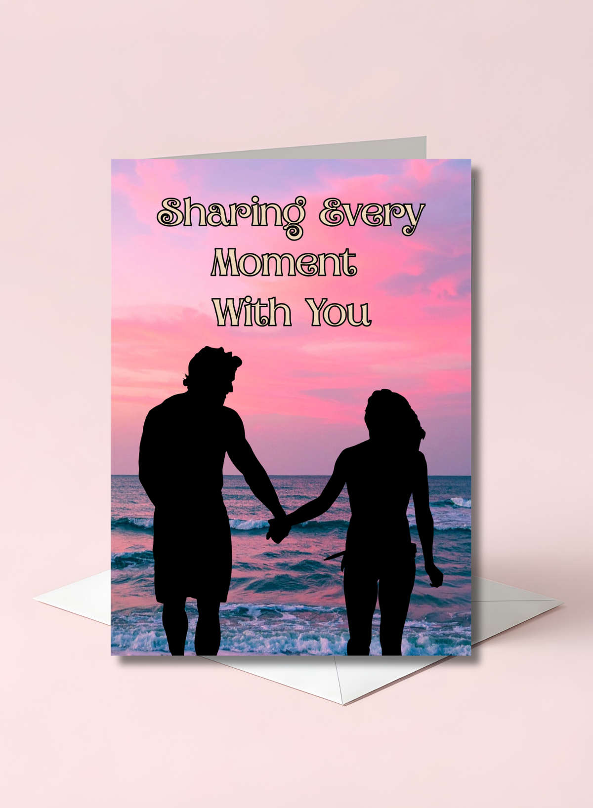 Romantic Couple's Beach Walk Sharing Every Moment with You 5 x 7 Greeting Card