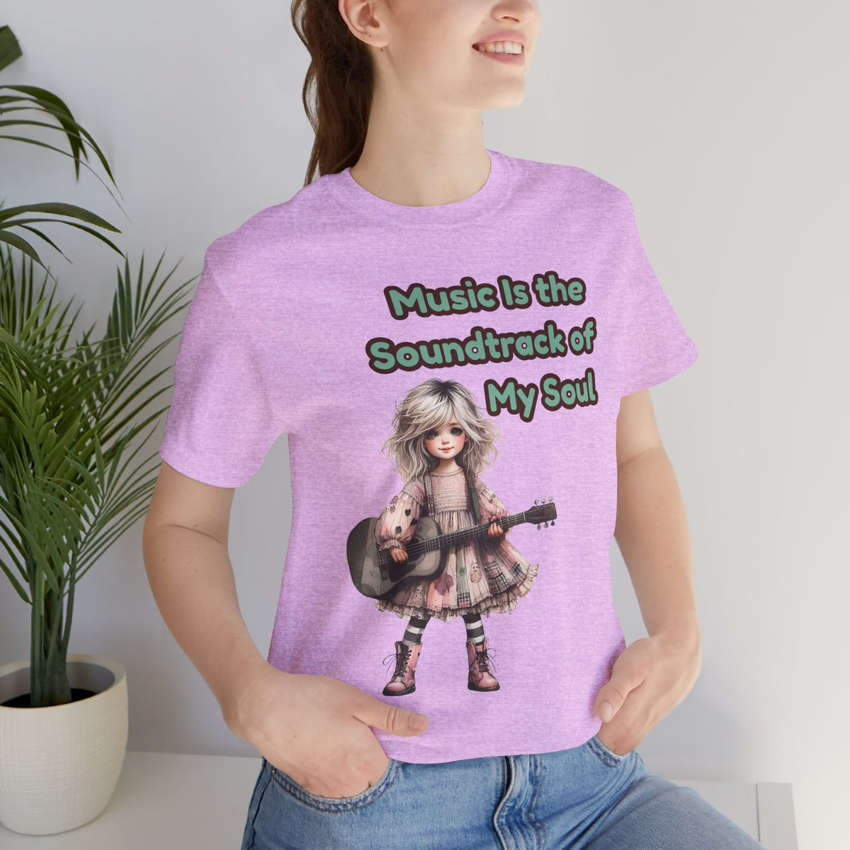 Music Is the Soundtrack of My Soul T-Shirt — Cute Girl with Guitar Tee