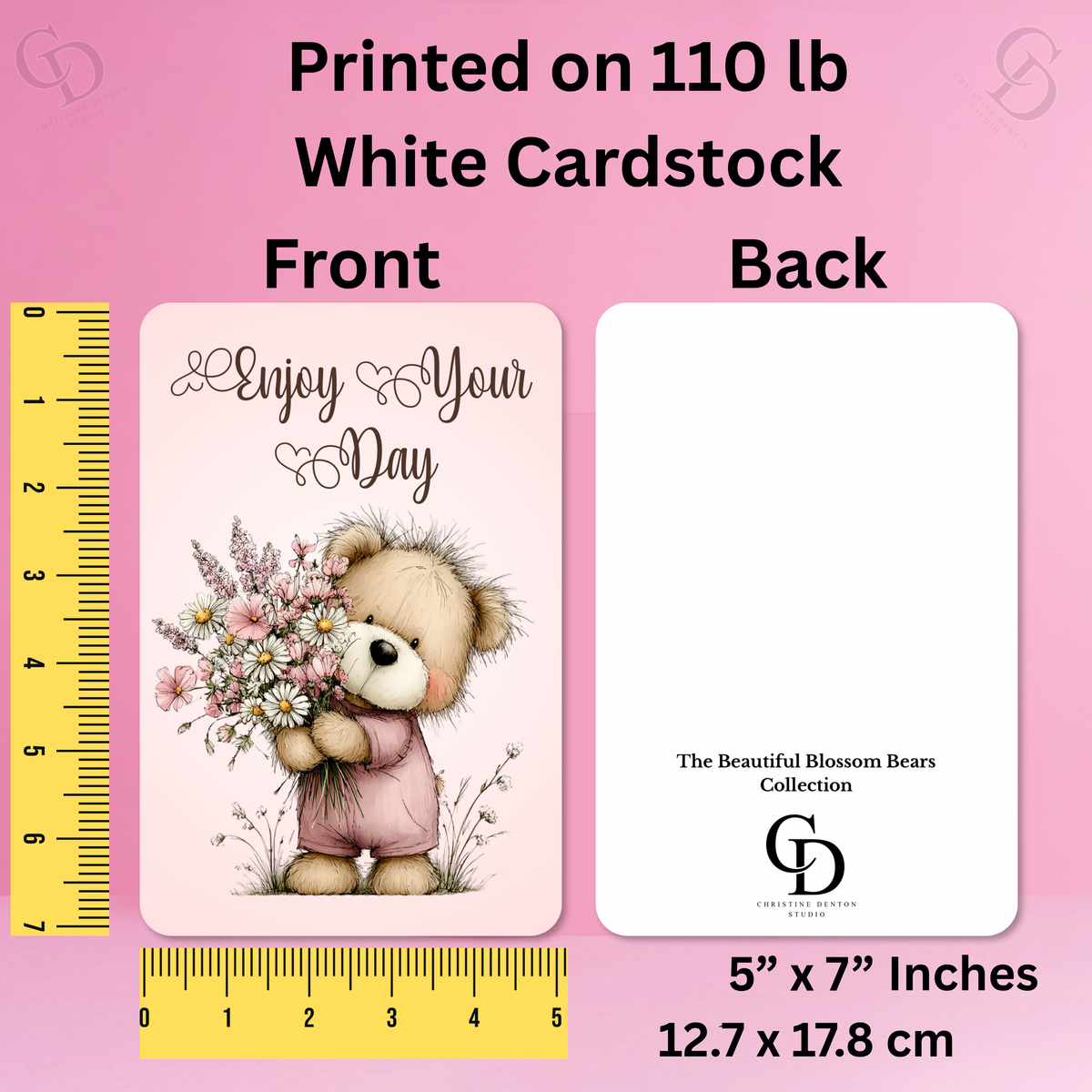 The Beautiful Blossom Bear Collection Greeting Cards: Enjoy Your Day